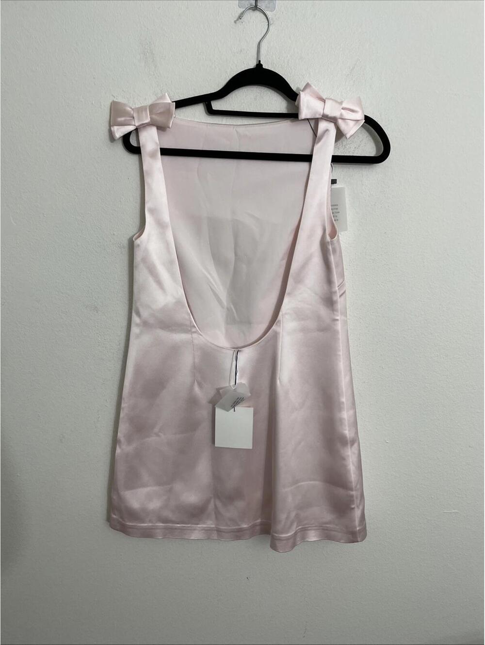 Majorelle Chiara Mini Dress Charmeuse Heavy Satin Ballet Pink  XS  $228msrp - Picture 7 of 8